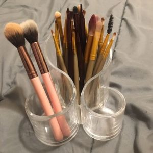 Makeup brushes and holder
